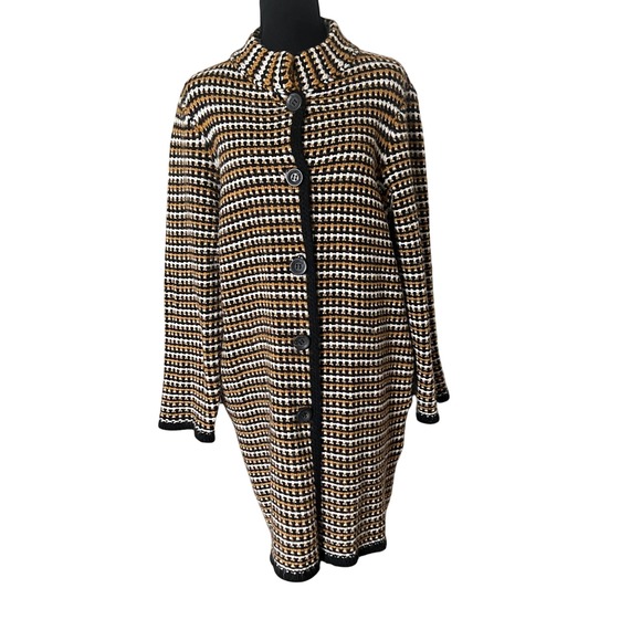 GIO & GIO Sweaters - GIO & GIO Italy Womens XL Wool Blend Longline‎ Button Cardigan Mustard Black